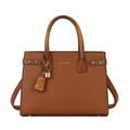 Borsa a mano in pelle marrone con finiture coccodrillo e lucchetto dorato - Marrone Borsa singola