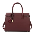 Sac à main en cuir bordeaux foncé avec texture litchi et élégant pendentif doré - Sac Unique / Rouge Vin Sac Individuel (9668#)
