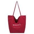 Grande borsa tote rossa minimalista in nylon con logo MALIVI e doppie tracolle - Rosso