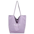 Borsa tote minimalista in nylon lavanda con logo MALIVI e slogan stampato - Viola