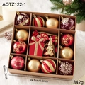 Juego de bolas de Navidad en rojo y dorado en caja de cartón kraft decorativa - Bolas Rojas Y Doradas Y Caja De Árbol (AQTZ122-1)