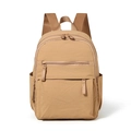 Zaino kaki minimalista da uomo con design multitasche e tessuto in nylon resistente - Beige