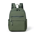 Minimalist olive green travel backpack with multiple pockets and durable dual zippers - Pine Green