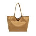 Grande borsa tote in pelle scamosciata color cammello con etichetta our fave - Marrone