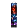 Vertical solar system wall tapestry with colorful planets and black decorative tassels - 32.5*130cm / Deep Universe Earth Style (Style 2)