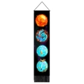 Wandtapijt zonnestelsel planeten met fantasie hemelse patronen en zwarte kwastjes - 32.5*130cm / Elementaire Planeten Stijl (Stijl 1)