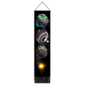 Wandtapijt zonnestelsel planeten van katoen linnen met zwarte franjes en ophangstok - 32.5*130cm / Fantasie Ster Stijl (Stijl 3)