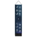 Vertical 12 zodiac signs canvas banner with astrological compass and black fringe decor - 32.5*130cm / Twelve Constellations (Style 1)