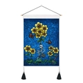 Detail of gothic skull sunflower tapestry with skeleton figure and black tassels - 35x50cm / Skull Sunflower (Style 4)