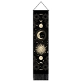 Vertical zodiac canvas banner with celestial sun, moon phases and black tassels decor - 32.5*130cm / Moon Phase Sun (Style 2)