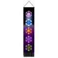Vertical chakra meditation tapestry with five glowing symbols and black bottom fringe - 32.5x130cm / Five Chakra Glowing Energy (Style 1)