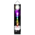 Meditation energy chakra wall tapestry with colorful lotus and black fringe for yoga decor - 32.5x130cm / Chakra Lotus Spiral Halo (Style 2)