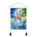 Artistic moon phase goddess tapestry with wooden hanging rod and black tassels - 35x50cm / Nature Goddess (Style 2)