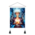 Detail of magical girl wall tapestry with glowing hair and decorative black tassels - 35x50cm / Butterfly Girl (Style 3)
