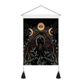 Artistiek wandkleed met maanmeisje, tarotelementen en houten ophangsysteem - 35x50cm / Tarot Astrologie Biddende Godin(Stijl 4)