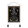 Detail of The Magus Tarot tapestry with gold mushroom accents and black fringe tassels - 35x50cm / The Magus Tarot Style