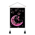 Nordic Bohemian dreamcatcher tapestry with pink neon moon mandala and black tassels - 35x50cm / Black Neon Moon Mandala (Style 2)