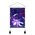Detail of Bohemian dreamcatcher tapestry with celestial moon and glowing feathers - 35x50cm / Purple Starry Moon Glowing Feather (Style 4)
