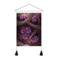 Detail of bohemian fractal tapestry featuring purple geometric patterns and black tassels - 35x50cm / Purple Bronze Fractal (Style 3)