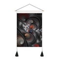 Detail of bohemian wall scroll with 3D fractal art print and black tassels on wood bar - 35x50cm / 3D Abstract Fractal (Style 4)
