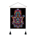 Colorful Hamsa Hand tapestry with all-seeing eye and tassels for wall decoration - 35x50cm / All-Seeing Eye Psychedelic Style (Style 1)