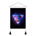 Detailed 3D cosmic planet tapestry with geometric shapes and black tassel fringe - 35x50cm / Style 4