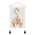 Detail of Nordic golden scorpion wall tapestry with wooden hanger and black tassels - 35x50cm / Gold Scorpio (Style 1)