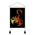 Detail of Nordic Scorpio tapestry with flame scorpion print and black tassel accents - 35x50cm / Red Orange Flame Scorpio (Style 2)