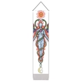 Vertical bohemian tapestry featuring sun, moon, and snakes in tarot alchemy style - Colorful Sun Moon and Twin Snakes (Style 2) / 32.5x130cm
