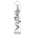 Detailed close-up of a scroll wall hanging with snake, sword, and rose gothic art motifs - Black and White Snake with Sword (Style 1) / 32.5x130cm