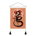Detail of snake and red roses illustration on a pink tapestry with black tassels - Standard / Pink Rose and Snake