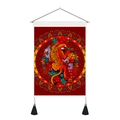Detailed view of Nordic wall tapestry featuring red tiger motif and elegant black tassels - 35x50cm / Red Mandala Tiger (Style 4)