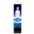 Vertikales Meditationsbanner mit Sieben-Chakren-Silhouetten und mystischem Augen-Detail - Sieben Chakren Spiritueller Stil (款式-2) / 32.5x130cm