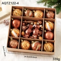 Set de adornos navideños marrones y bronce con bolas y ositos en caja de regalo retro - Bolas De Oro Champaña Y Caja De Oso (AQTZ122-4)