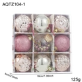 Set de 9 bolas de Navidad de 6cm rosas y plateadas en caja transparente de gala - Bola de Navidad Estilo A (AQTZ104-1)
