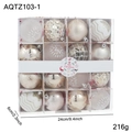 Set di 16 palline di Natale da 6 cm color champagne e bianco in scatola trasparente - Bianco Champagne