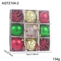 Set de 9 bolas de Navidad coloridas de 6cm en caja de regalo para decorar el árbol - Bola de Navidad Estilo B (AQTZ104-2)