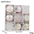 Set de 9 bolas navideñas en oro champán y plata con diseños de copos con purpurina - Bola de Navidad Estilo C (AQTZ104-3)