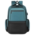 Zaino business da uomo capiente con design color block e porta di ricarica USB integrata - Verde