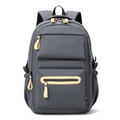 Dark gray nylon laptop backpack with contrasting yellow zipper details and CLBD label - Gray
