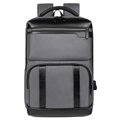 Zaino da viaggio business in grigio antracite e pelle nera con porta USB esterna - Grigio