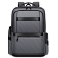 Durable dark grey oxford commuter backpack with multiple zipper pockets for business travel - Gray