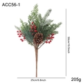 Künstlicher Kiefernzweig mit roten Beeren und Zapfen, 50cm Weihnachtliche Zimmerdeko - Stil J