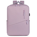 Pink minimalist business laptop backpack with waterproof fabric and multi-pocket design - Pink