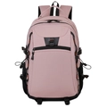 Pink outdoor leisure backpack with large capacity and durable checkered fabric design - Pink