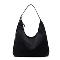 Große schwarze Hobo-Tasche aus Nylon mit verstellbarem Schultergurt und Reißverschluss - Schwarz