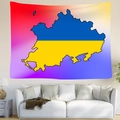 Digital printed tapestry featuring Ukraine map design in blue and yellow flag colors - Full Color Map Outline (Style 3) / 95x73cm