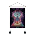 Moderner Mandala-Wandteppich mit geometrischer Pyramide und lila Polarlicht-Muster - 35x50cm / Mandala Universum (Stil 2)