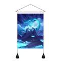 Vertikale Wandrolle mit blauem Drachen und Holzrahmen für modernes Wohnzimmer-Dekor - 35x50cm / Blauer Drache-Stil (Stil 2)