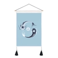 Yin Yang Koi Fish Wall Tapestry with wooden scroll and black tassels for home decor - 35x50cm / Tai Chi Twin Fish (Style 1)